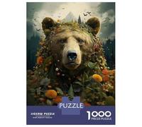 Jigsaw Puzzles 1000 Pieces for Teenagers Nature's Majesty The Bear in Bloom Jigsaw for Adults Relaxing Games Improve Memory Stress Reduction Gifts 38x26cm/1000pcs