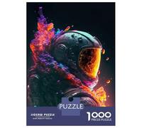 Jigsaw Puzzles 1000 Pieces for Teenagers Neon Explosion Astronaut Puzzles for Adults Relaxing Games Stress Reliever Help The Brain Exercise 38x26cm/1000pcs
