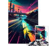 Jigsaw Puzzles 1000 Pieces for Teenagers Neon Highway Help The Brain Exercise Analysis And Logic Fun Games for And 14 Years And over (38x52cm)