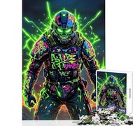 Jigsaw Puzzles 1000 Pieces for Teenagers Neon Skull Soldier Family Game Learning Educational Educational Toy Artists Collection, Fine Art (50X75CM)