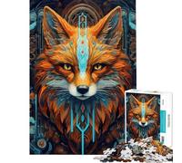 Jigsaw Puzzles 1000 Pieces for Teenagers Neon Tribe Fox Jigsaw for Adults Toy Wall Decor Improve Memory Unique Birthday And Gifts (Size 50x75cm)