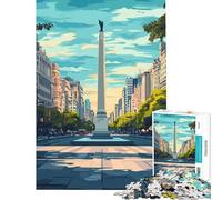 Jigsaw Puzzles 1000 Pieces for Teenagers Obelisco De Buenos Aires Illustration Impossible Game Addictive Toys to Cultivate Patience Gifts Birthday Wall Art (Size 75x50cm)