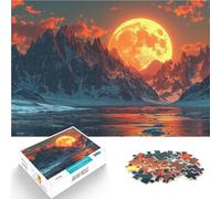 Jigsaw Puzzles 1000 Pieces for teenagers Orange Moon Over Rocky Mountains Schwierig Schwer Geschenk zum Geburtstag75x50cm
