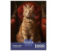 Jigsaw Puzzles 1000 Pieces for Teenagers Orange Tabby Cat Queen Puzzles for Adults DIY Toys Precision Cutting Help The Brain Exercise 70x50cm/1000pcs