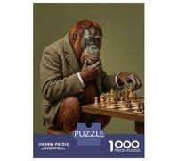 Jigsaw Puzzles 1000 Pieces for Teenagers Orangutan Chess Player Jigsaw for Adults Relaxing Games Improve Memory Stress Reduction Gifts 38x26cm/1000pcs