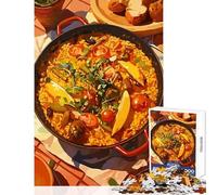 Jigsaw Puzzles 1000 Pieces for Teenagers Paella Dish Illustration Joyful Shared Home Pastime Fun Thoughtful Selection (38x26cm)