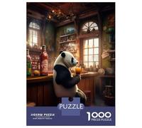 Jigsaw Puzzles 1000 Pieces for Teenagers Panda Drinking Alcohol Pub Puzzles for Adults Relaxing Games Stress Reliever Help The Brain Exercise 52x38cm/1000pcs
