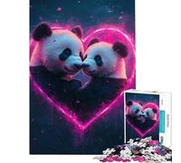 Jigsaw Puzzles 1000 Pieces for Teenagers Panda Love Heart Help The Brain Exercise Analysis And Logic Fun Games for And 14 Years And over (38x26cm)