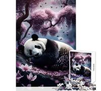 Jigsaw Puzzles 1000 Pieces for Teenagers Panda Sleeping in Cherry Anti-Stress Toys Gifts Ideas Practical Game Artists Collection, Fine Art Size 38x52cm