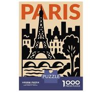 Jigsaw Puzzles 1000 Pieces for Teenagers Paris Eiffel Tower Cityscape Illustration Jigsaw Puzzle Fun Games For Family Fun Deal As Gifts for The Whole Family 38x26cm/1000pcs