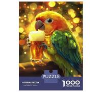 Jigsaw Puzzles 1000 Pieces for Teenagers Parrot Sips Beer Adult Jigsaw Hands-on Game Presents for Women for Birthday, Chrismas 70x50cm/1000pcs
