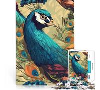 Jigsaw Puzzles 1000 Pieces for teenagers Peacock Feathers Painting Familienaktivität mit passendem Poster und Quizblatt50x70cm