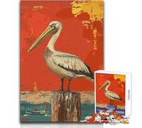 Jigsaw Puzzles 1000 Pieces for Teenagers Pelican on A Post Perfect for Relaxing Evenings Tight Fit Precision Cut Play Toy Size 38x52cm