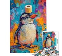 Jigsaw Puzzles 1000 Pieces for Teenagers Penguin with Toilet Paper Jigsaw 1000 Piece Relaxing Games Gifts Birthday Analysis And Logic (Size 50x75cm)