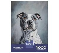 Jigsaw Puzzles 1000 Pieces for Teenagers Pit Bull Portrait Puzzles for Adults Relaxing Games Stress Reliever Help The Brain Exercise 38x26cm/1000pcs