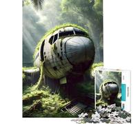 Jigsaw Puzzles 1000 Pieces for Teenagers Plane Wreck in Jungle Puzzle for Adults Brain Teaser Game Birthday Present Stress Reduction Gifts (Size 38x52cm)