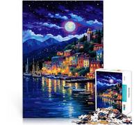 Jigsaw Puzzles 1000 Pieces for teenagers Portofino Italy Pixel Art Family Game Stress Reliever Difficult Challenge 38x52cm great gift for and Age 14