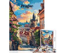 Jigsaw Puzzles 1000 Pieces for Teenagers Prague Cityscape Joyful Shared Home Pastime Fun Thoughtful Selection (38x52cm)