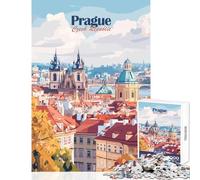 Jigsaw Puzzles 1000 Pieces for Teenagers Prague Cityscape Joyful Shared Home Pastime Fun Thoughtful Selection (38x52cm)