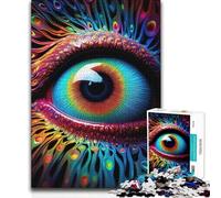 Jigsaw Puzzles 1000 Pieces for Teenagers Psychedelic Human Eye Challenging Game Toys Pattern Assembly Gifts Ideas (38x52cm)
