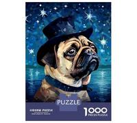 Jigsaw Puzzles 1000 Pieces for Teenagers Pug Top Hat Pixel Art Adult Jigsaw Toy Wall Decor Staycation Kill Time Help The Brain Exercise 70x50cm/1000pcs