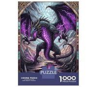 Jigsaw Puzzles 1000 Pieces for Teenagers Purple Lightning Dragon Stained Glass Jigsaw for Adults Relaxing Games Improve Memory Stress Reduction Gifts 52x38cm/1000pcs