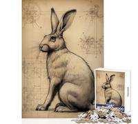 Jigsaw Puzzles 1000 Pieces for Teenagers Rabbit in Da Vinci Style Anti-Stress Toys Secret Santa Gifts Impossible Game Help The Brain Exercise Size 38x52cm