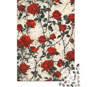 Jigsaw Puzzles 1000 Pieces for Teenagers Red Rose Pattern Puzzle for Adults Fun Games Enhance Memory Unique Birthday And Gifts 70x50cm/1000pcs