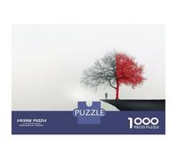 Jigsaw Puzzles 1000 Pieces for Teenagers Red Tree on Cliff Edge Adult Jigsaw Puzzle Fun Games Improve Memory Help The Brain Exercise 38x26cm/1000pcs