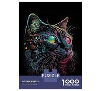 Jigsaw Puzzles 1000 Pieces for Teenagers Retro Abstract Cat Art Adult Jigsaw Puzzle Fun Games Improve Memory Help The Brain Exercise 52x38cm/1000pcs