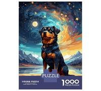 Jigsaw Puzzles 1000 Pieces for Teenagers Rottweiler Night Sky Puzzles for Adults DIY Toys Precision Cutting Help The Brain Exercise 38x26cm/1000pcs