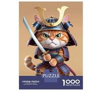 Jigsaw Puzzles 1000 Pieces for Teenagers Samurai Cat Warrior Adult Jigsaw Hands-on Game Wall Art Deal As Gifts for The Whole Family 70x50cm/1000pcs