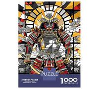 Jigsaw Puzzles 1000 Pieces for Teenagers Samurai Warrior in Stained Glass Style Puzzles for Adults Relaxing Games Stress Reliever Help The Brain Exercise 52x38cm/1000pcs
