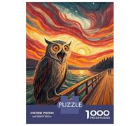 Jigsaw Puzzles 1000 Pieces for Teenagers Screaming Owl on A Pier at Sunset Jigsaw Puzzle Fun Games For Family Fun Deal As Gifts for The Whole Family 52x38cm/1000pcs