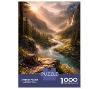Jigsaw Puzzles 1000 Pieces for Teenagers Serene Mountain Valley with River And Backpack Jigsaws for Adults Relaxing Games Analysis And Logic for Birthday, Chrismas 70x50cm/1000pcs