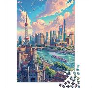 Jigsaw Puzzles 1000 Pieces for Teenagers Shanghai Cityscape with Oriental Pearl Tower-1 Jigsaw for Adults Relaxing Games Improve Memory Stress Reduction Gifts 70x50cm/1000pcs