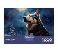 Jigsaw Puzzles 1000 Pieces for Teenagers Siberian Husky in Snowy Forest Jigsaw for Adults Toy Wall Decor Precision Cutting Stress Reduction Gifts 70x50cm/1000pcs