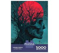Jigsaw Puzzles 1000 Pieces for Teenagers Skull Tree with Red Moon Jigsaw for Adults Toy Wall Decor Precision Cutting Stress Reduction Gifts 52x38cm/1000pcs