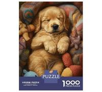 Jigsaw Puzzles 1000 Pieces for Teenagers Sleeping Golden Retriever Puppy Adult Jigsaw Puzzle Relax Games Analysis And Logic Unique Birthday And Gifts 38x26cm/1000pcs