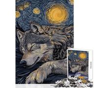Jigsaw Puzzles 1000 Pieces for Teenagers Sleeping Wolf Starry Night Art Family Game Learning Educational Educational Toy Artists Collection, Fine Art (38X52CM)