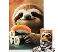 Jigsaw Puzzles 1000 Pieces for Teenagers Sloth Japanese Sushi Roll Nori Seaweed Home Decoration Toys Gift Birthday Relaxing Games for Birthday, Chrismas Size 50x75cm