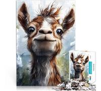 Jigsaw Puzzles 1000 Pieces for teenagers Smiling Alpaca Portrait Denkspiel denn eignet sich ideal als Geschenk für die ganze Familie38x26cm