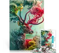 Jigsaw Puzzles 1000 Pieces for teenagers Smoke colors deer Lernspiele DIY Spielzeug Wunschliste mit dem Weihnachtsmann75x50cm