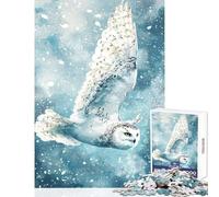Jigsaw Puzzles 1000 Pieces for Teenagers Snowy Owl in Flight Anti-Stress Toys Gifts Ideas Practical Game Artists Collection, Fine Art Size 38x52cm