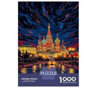 Jigsaw Puzzles 1000 Pieces for Teenagers St. Basils Cathedral at Night Jigsaws for Adults Relax Games Staycation Kill Time Help The Brain Exercise 52x38cm/1000pcs