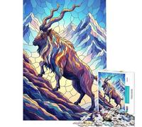 Jigsaw Puzzles 1000 Pieces for Teenagers Stained Glass Ibex Mountain Scene Puzzles for Adults Fun Games Staycation Kill Time Unique Birthday And Gifts (Size 50x75cm)
