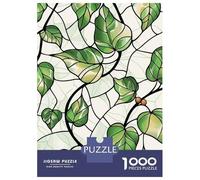Jigsaw Puzzles 1000 Pieces for Teenagers Stained Glass Ivy Leaves Pattern Jigsaws for Adults Relax Games Staycation Kill Time Help The Brain Exercise 52x38cm/1000pcs