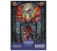 Jigsaw Puzzles 1000 Pieces for Teenagers Stained Glass Phoenix Adult Jigsaw Hands-on Game Presents for Women for Birthday, Chrismas 70x50cm/1000pcs