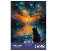 Jigsaw Puzzles 1000 Pieces for Teenagers Starry Night Sunset Cat Adult Jigsaw Hands-on Game But Fun And Humorous Stress Reduction Gifts 38x26cm/1000pcs
