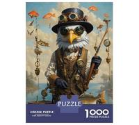 Jigsaw Puzzles 1000 Pieces for Teenagers Steampunk Bass Bald Eagle Adult Jigsaw Puzzle Fun Games Improve Memory Help The Brain Exercise 38x26cm/1000pcs